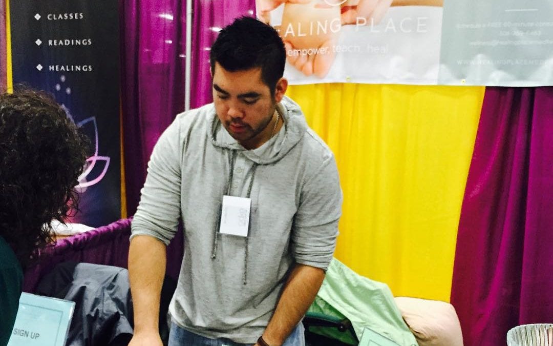 My son Jeffrey helping at my booth. #reflexology #digestive