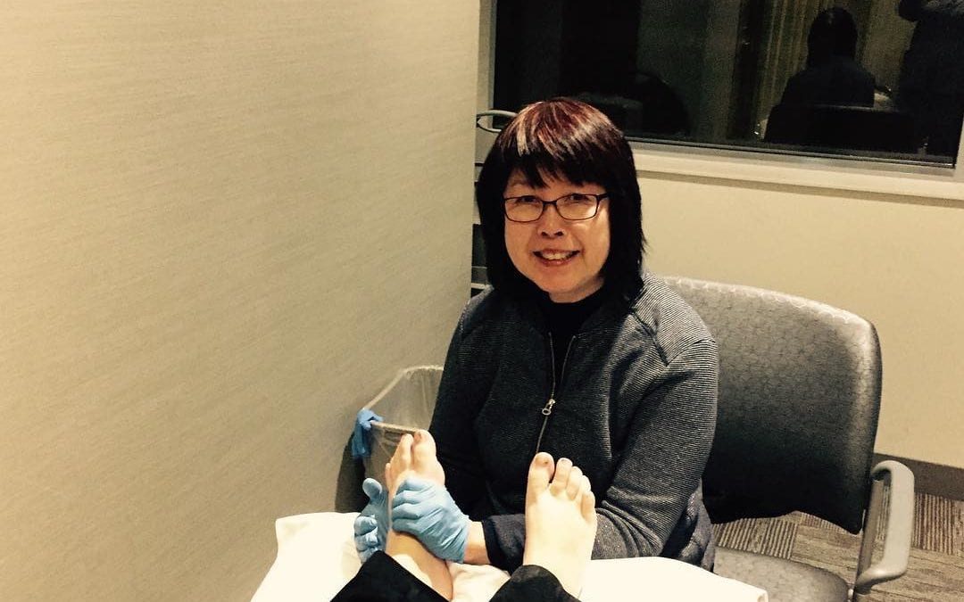 #reflexologist #HelenChinLui participates at Brigham and Women nurses’ wellness fair in 1/11. Long waiting list for #reflexology