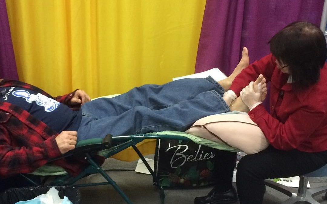 It was a #greatday. We gave 40 mini #reflexology sessions. Very rewarding. #Naturallivingexpo. See Helen chin Lui speak tomorrow @ 10am #constipation -ins and outs”