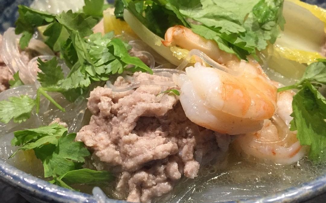 What could be better on a cold winter day? Hot bean vermicelli noodle #soup with pork #meatball and shrimp in #bonebroth #betterthananyrestaurant