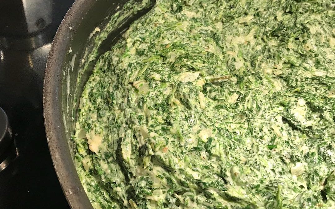 Now I know why creamed spinach taste so good, butter, Mozzarella and Parmesan cheese and creamed cheese in heavy cream sauce. #betterthananyrestaurant #cantgetanybetter #creamedspinach #food #foodies https://dinnerthendessert.com/classic-steakhouse-creamed-spinach/