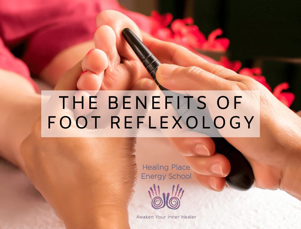 benefits of foot reflexology with tool pressing on toe